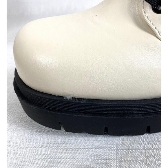 Nine West Combat Boots Platform Women's Size 10M Cream Black Lace Up Steam Punk - Picture 10 of 12
